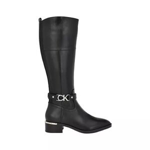 Calvin Klein Daphny Women’s Black Vegan Leather Knee Boots Size 11 NWT